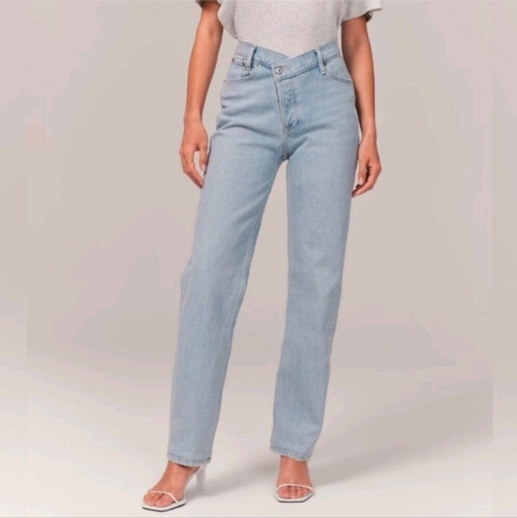 Abercrombie & fitch Cris cross waist the dad high rise jeans sz 31/12 petite - Picture 1 of 8